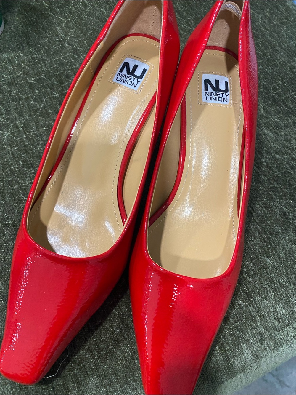Ninety Red Patent Leather Pointed Toe Heels